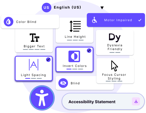 Screenshot of widget elements